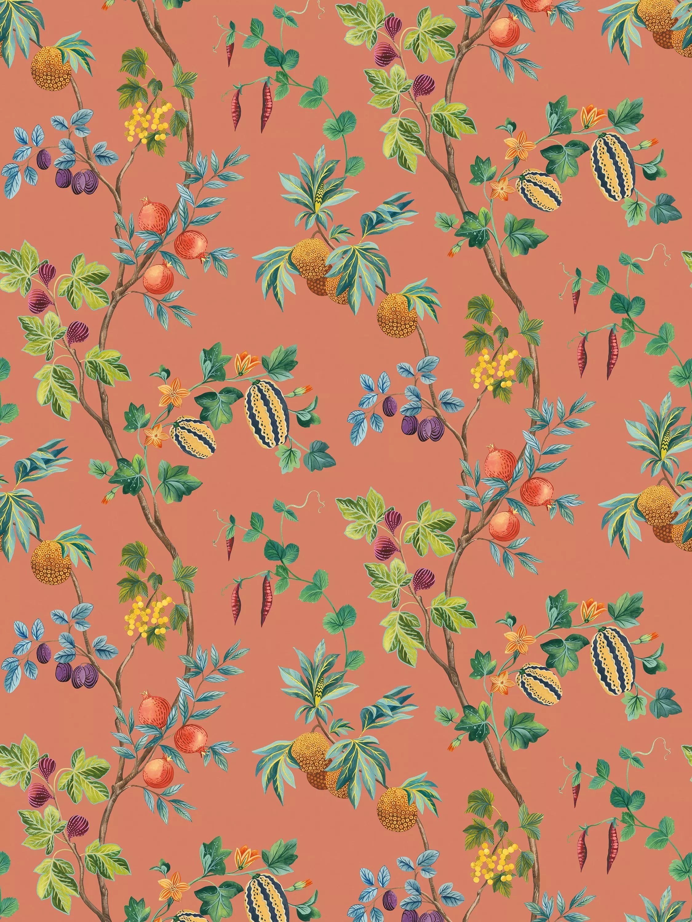 Osborne & Little Orchard Wallpaper, Terracotta W7686-05