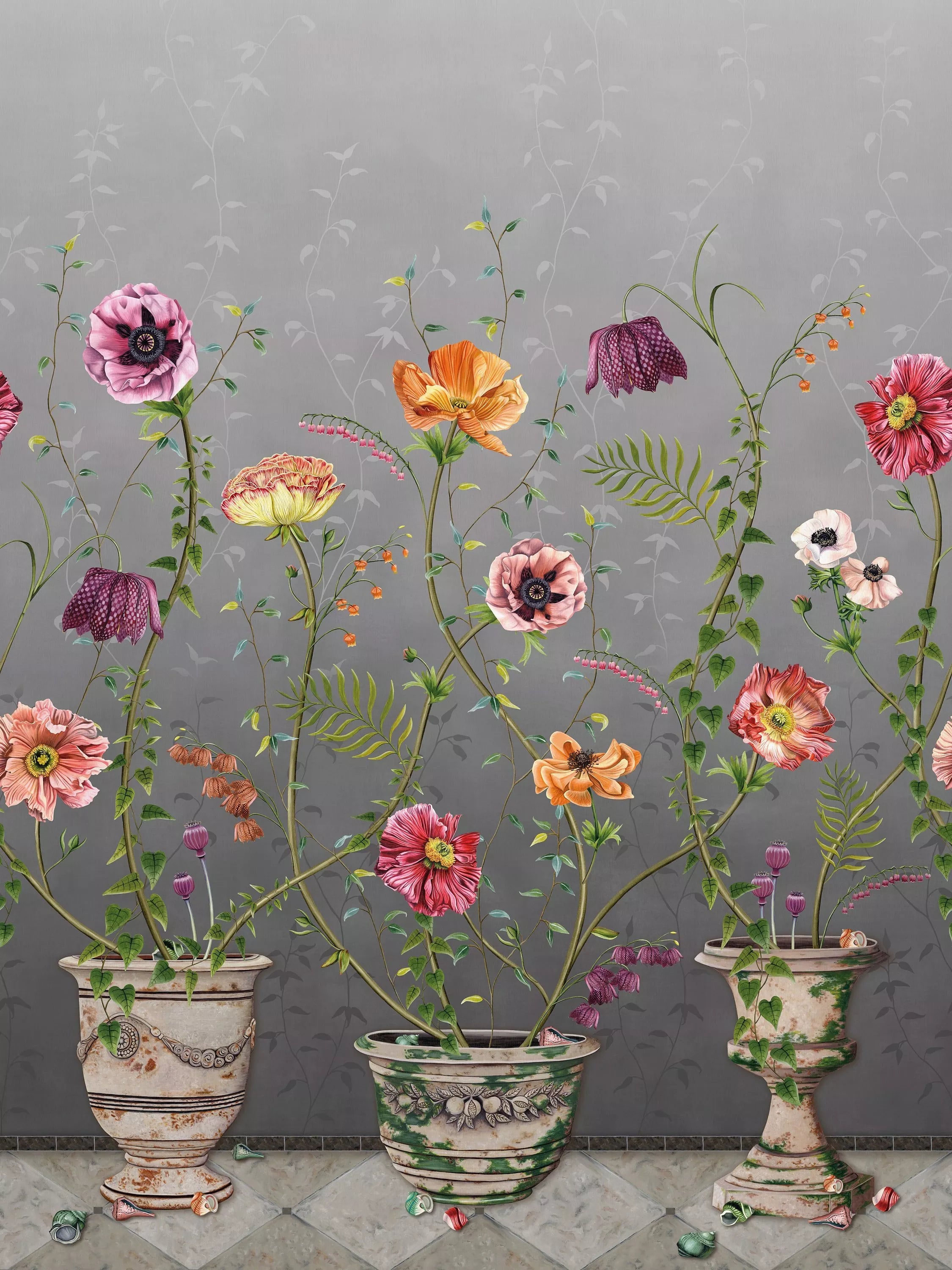 Osborne & Little Lamorran Wallpaper Panel, Charcoal W7683-04