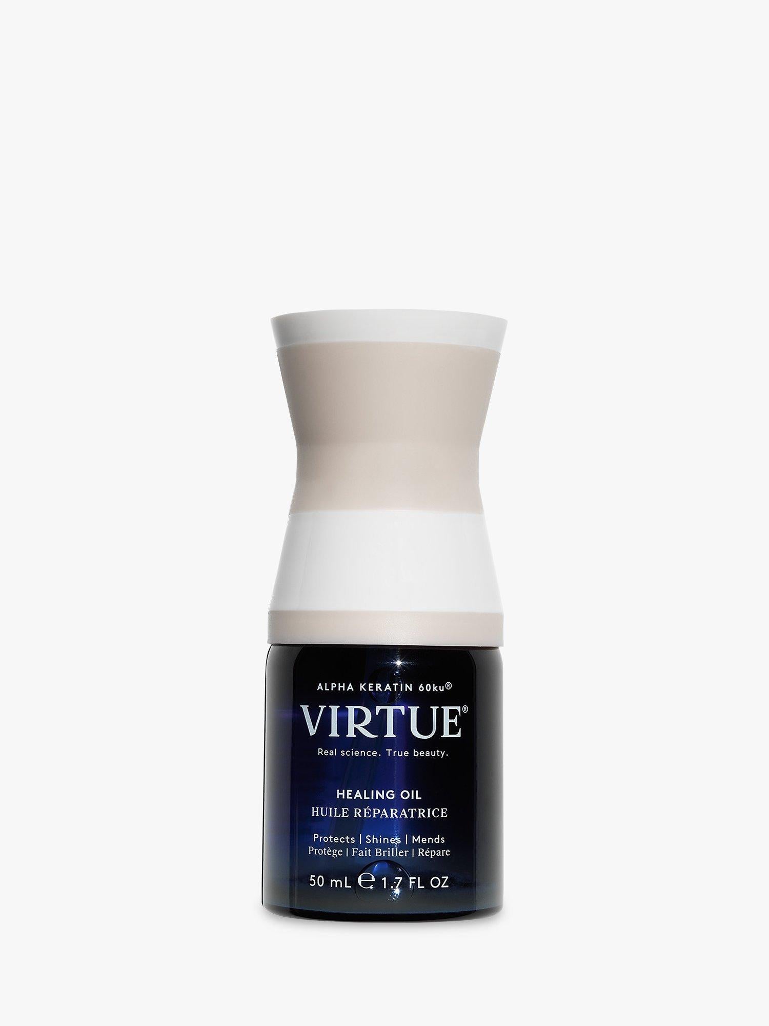Virtue healing hair oil with Alpha Keratin for dry, damaged hair (British brand)