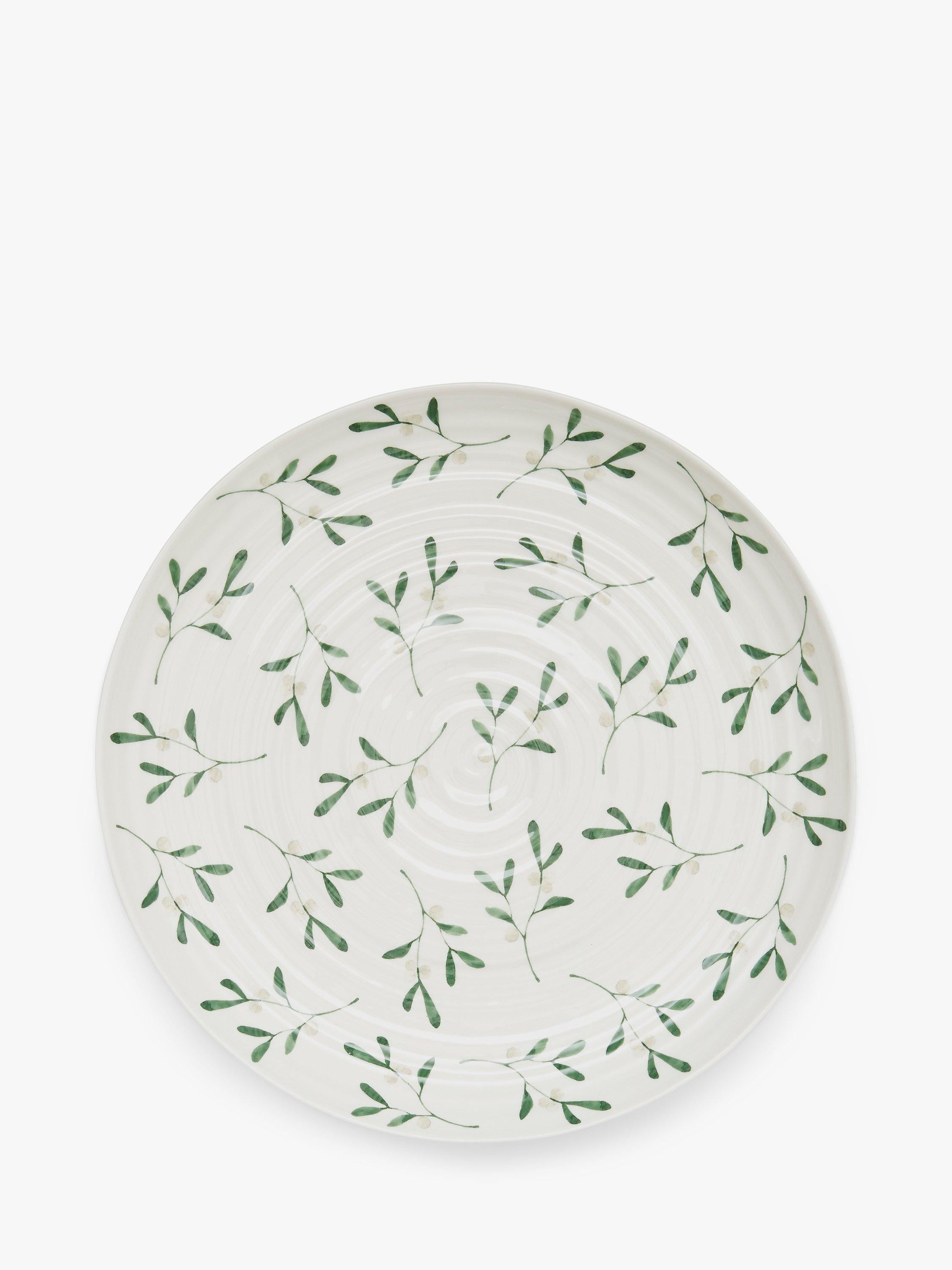 Sophie Conran Portmeirion mistletoe cake stand 32cm white green, imported from the UK