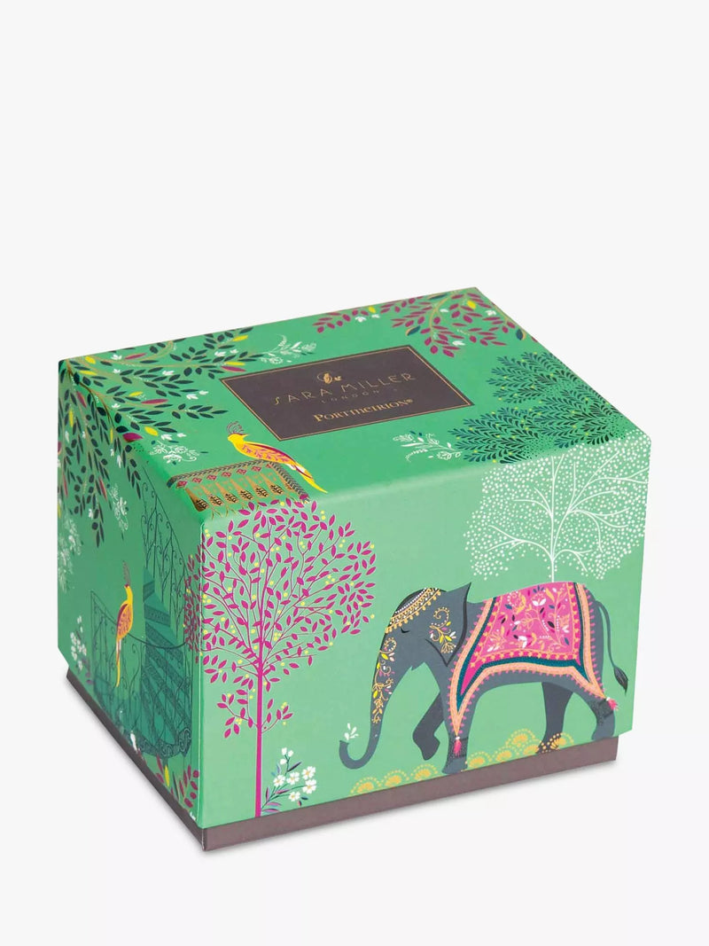 Sara Miller Elephants Oasis fine china mug Jade/Multi 340ml (British brand)