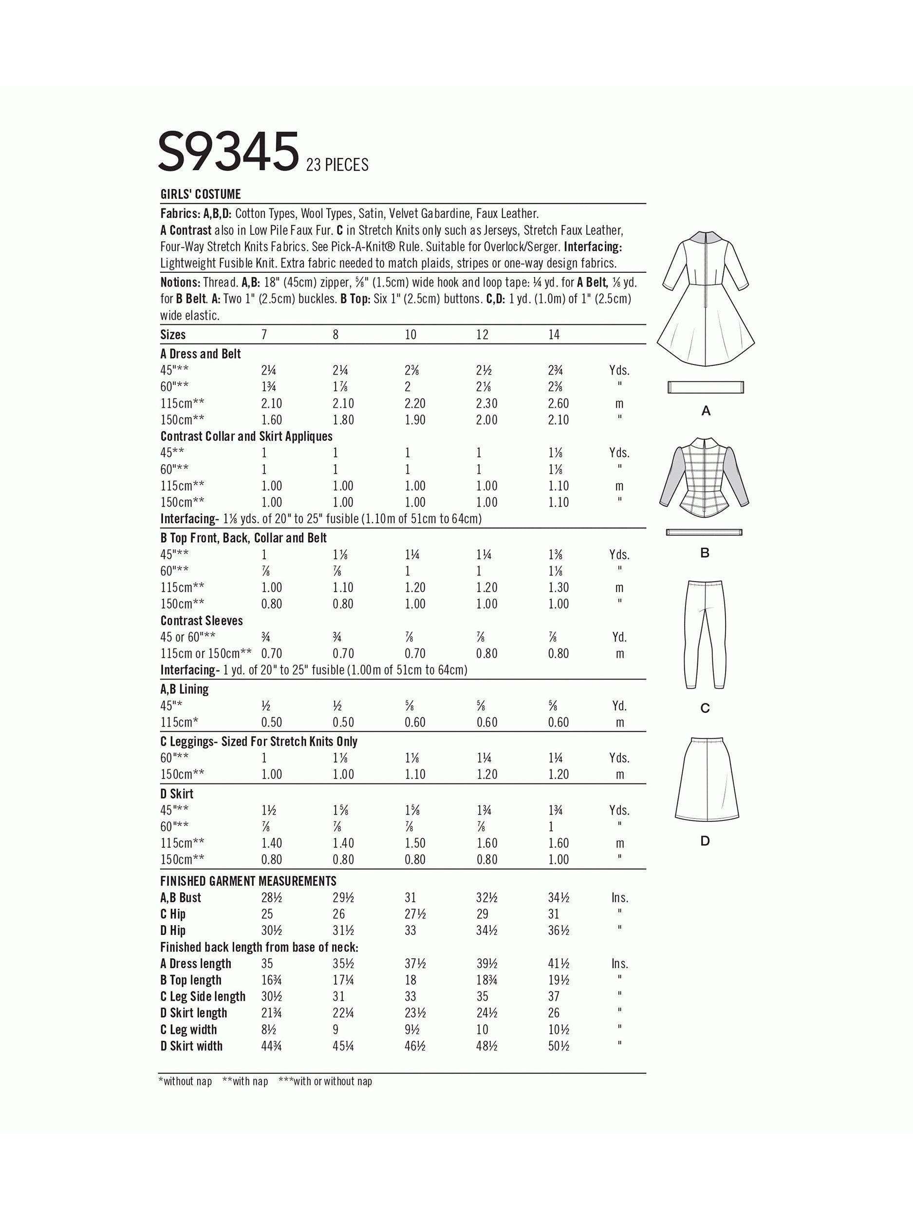 Simplicity Disney Cruella sewing pattern S9345, imported from the UK