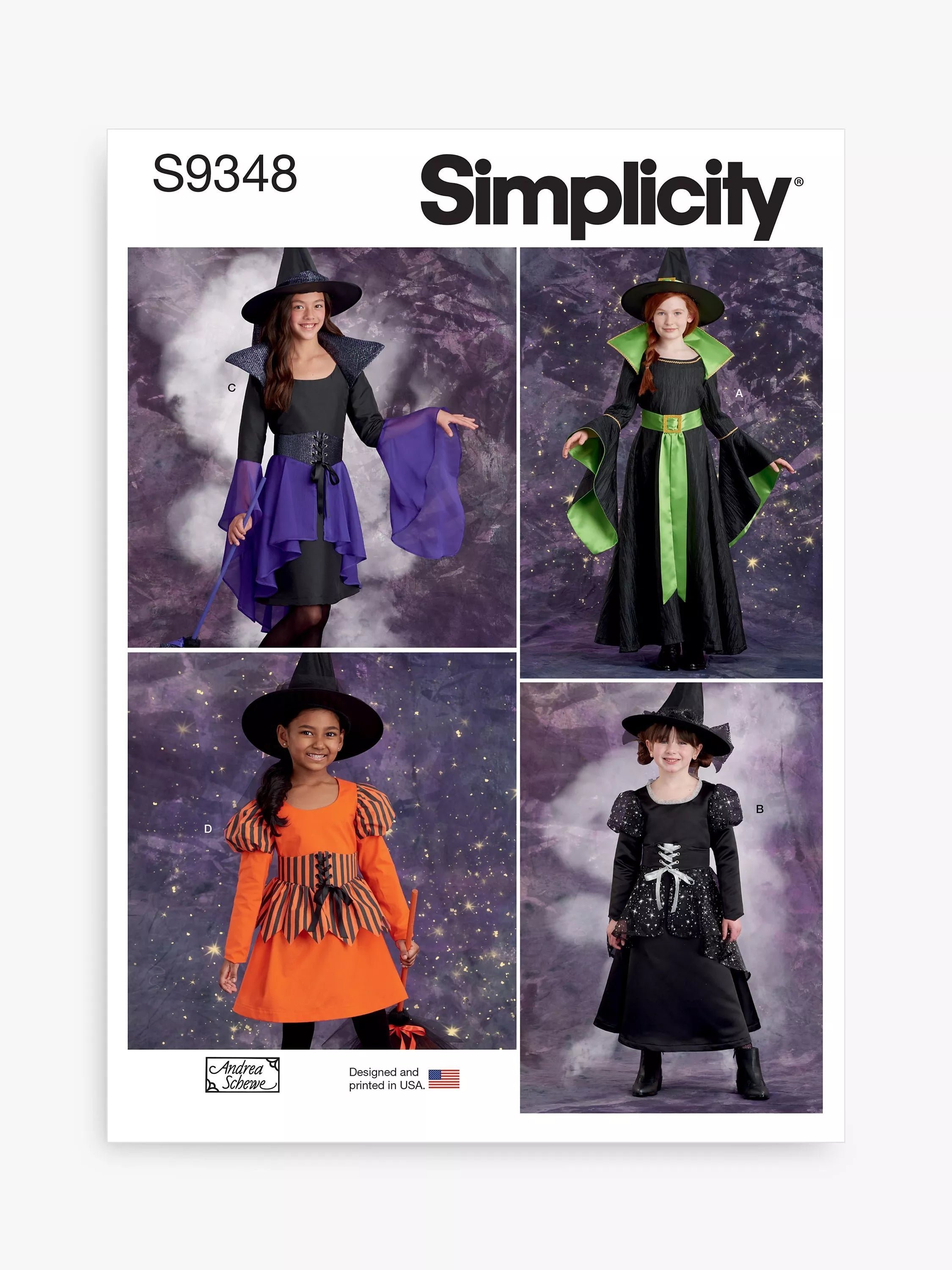 Simplicity child's witch costume sewing pattern, imported from the UK