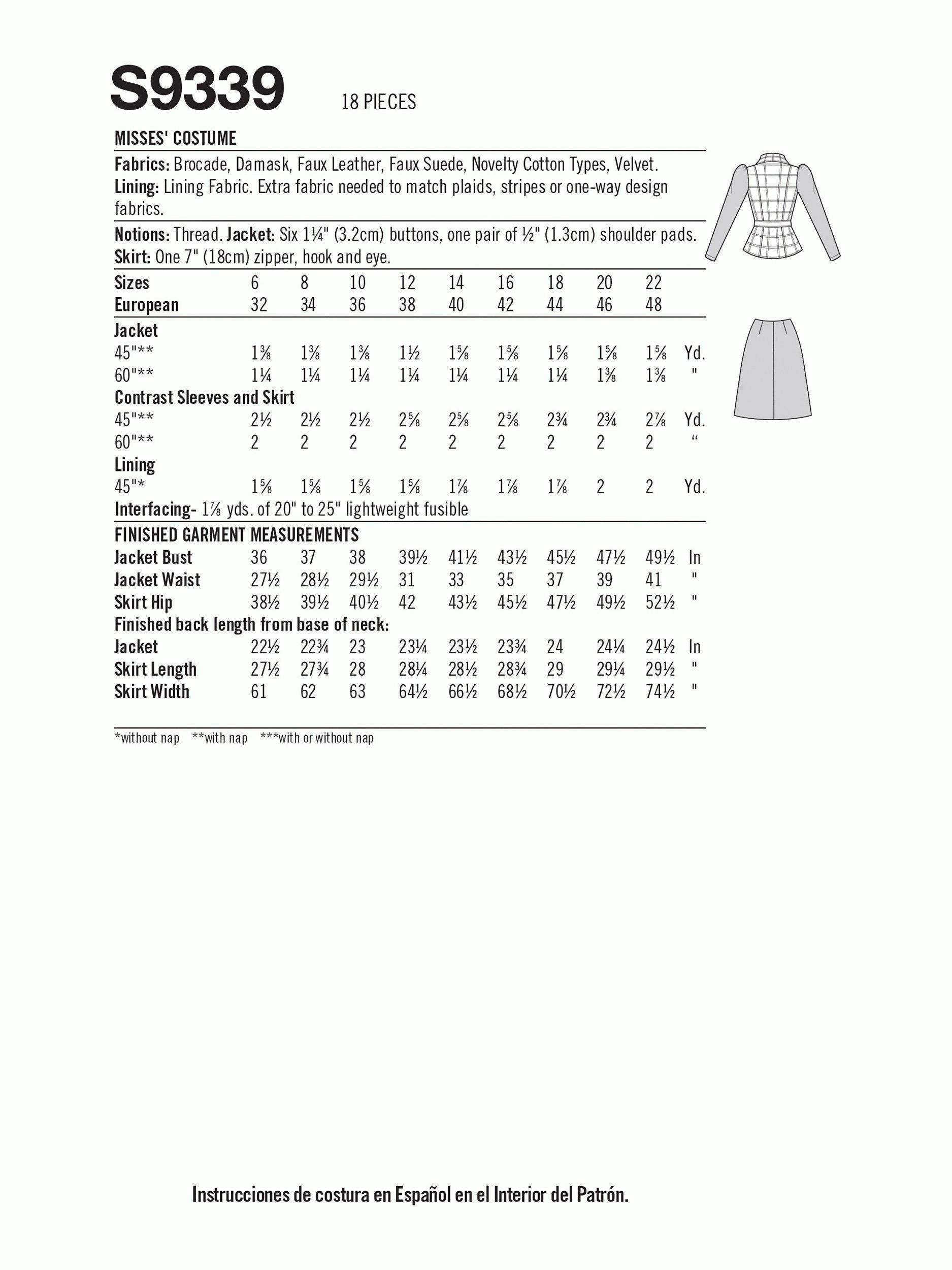 Simplicity Disney Cruella sewing pattern S9339, UK version