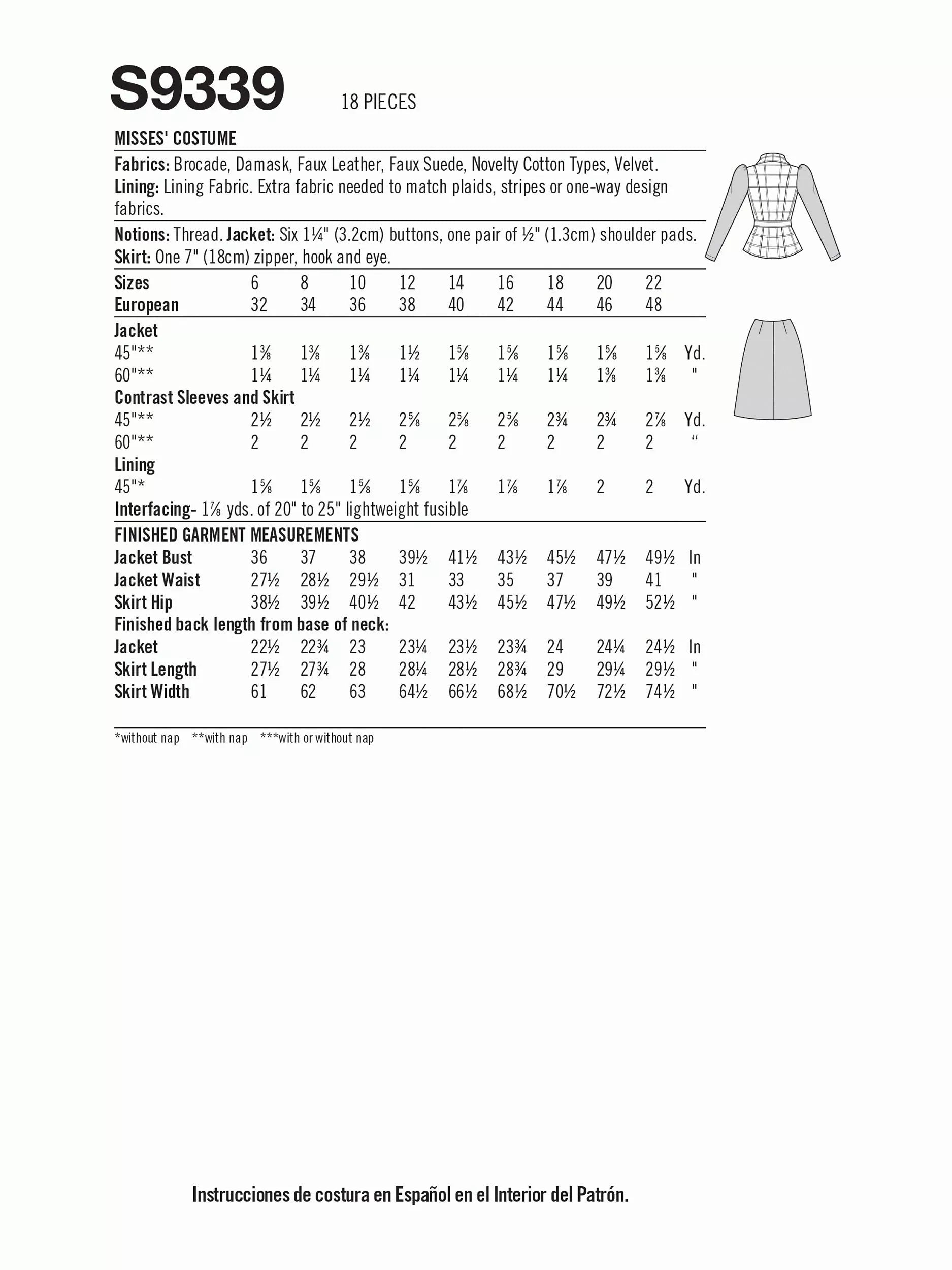 Simplicity Disney Cruella sewing pattern S9339, UK version