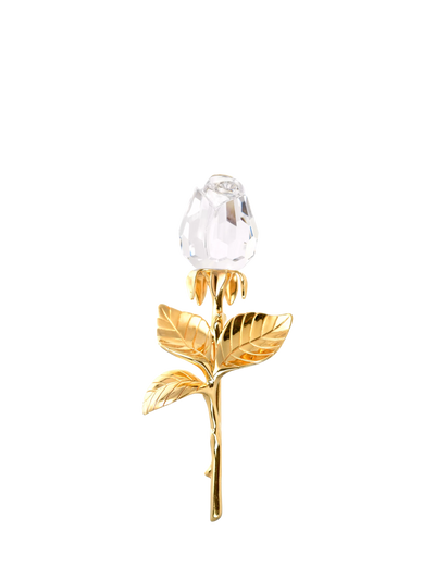 John Lewis Eclectica Pre-Loved Swarovski 24ct Gold Plated Crystal Rose Bud Brooch, Gold- Buy online at McGrocer