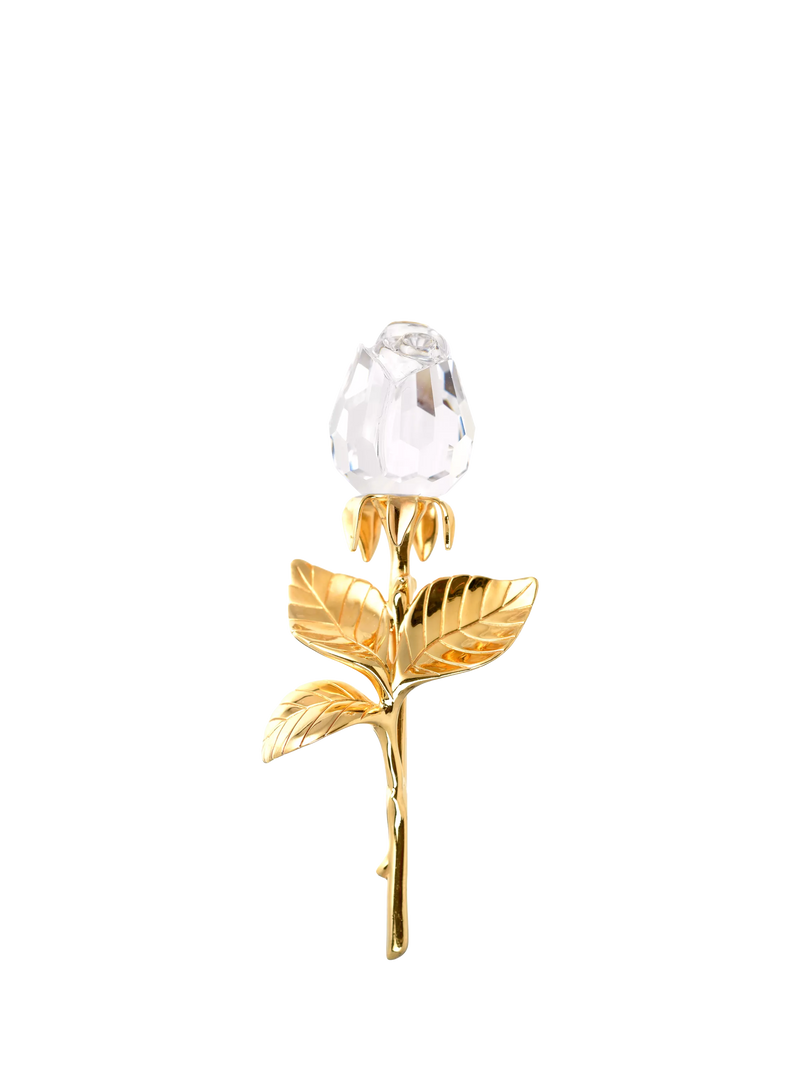 Swarovski crystal rose bud brooch 24ct gold plated, imported from the UK