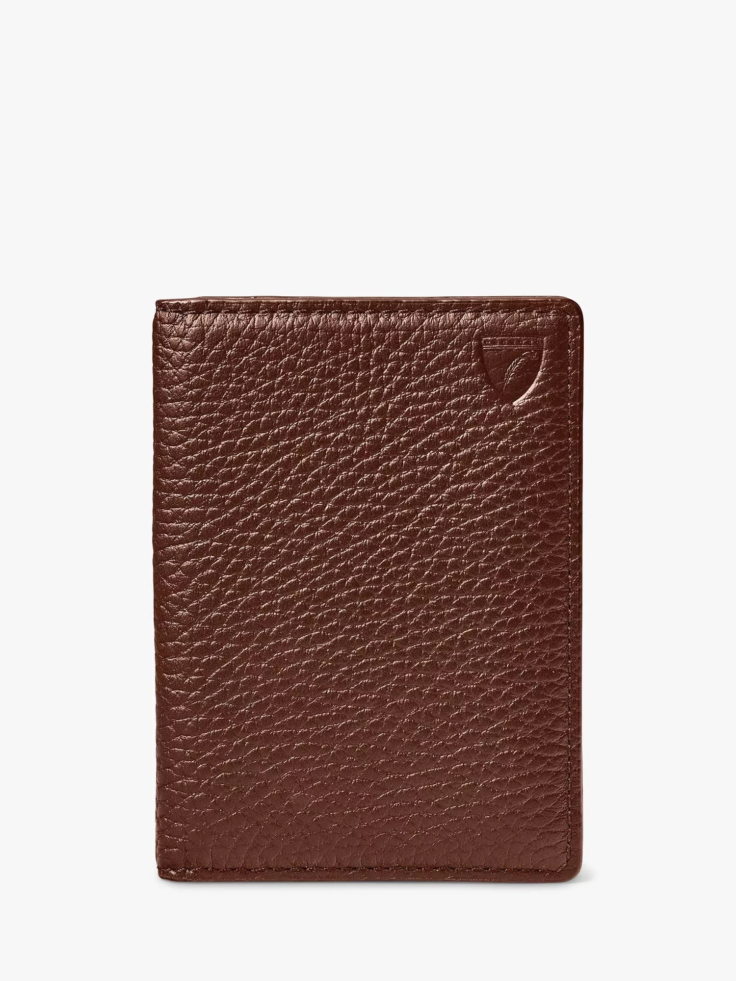 Aspinal of London double fold pebble leather card holder compact, UK version