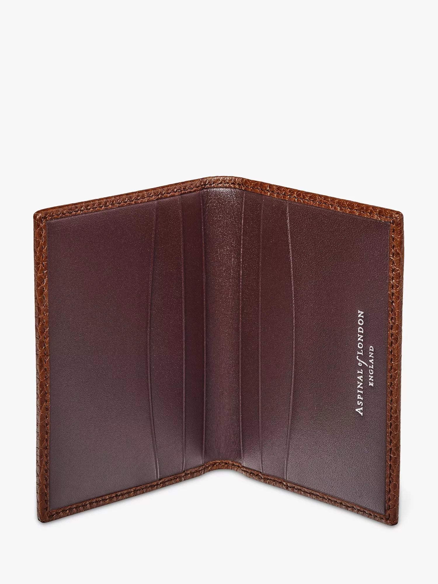 Aspinal of London double fold pebble leather card holder compact, UK version