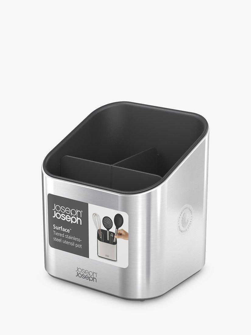 Joseph Joseph stainless steel surface utensil pot with dividers, UK version