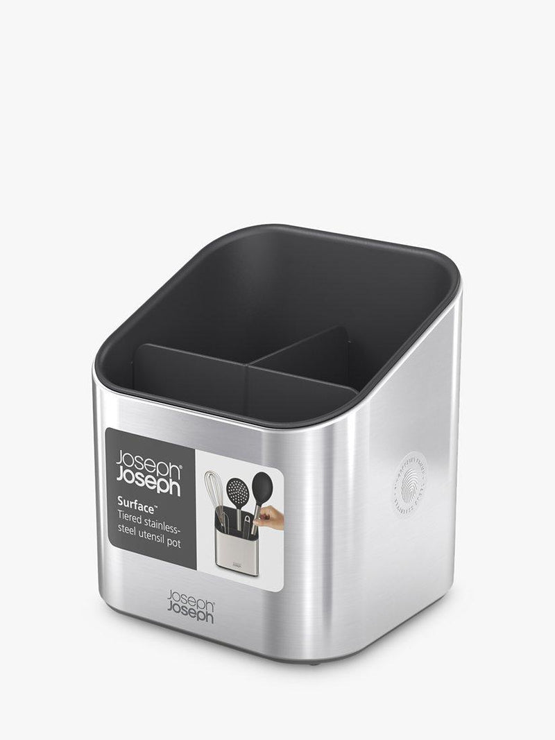 Joseph Joseph stainless steel surface utensil pot with dividers, UK version