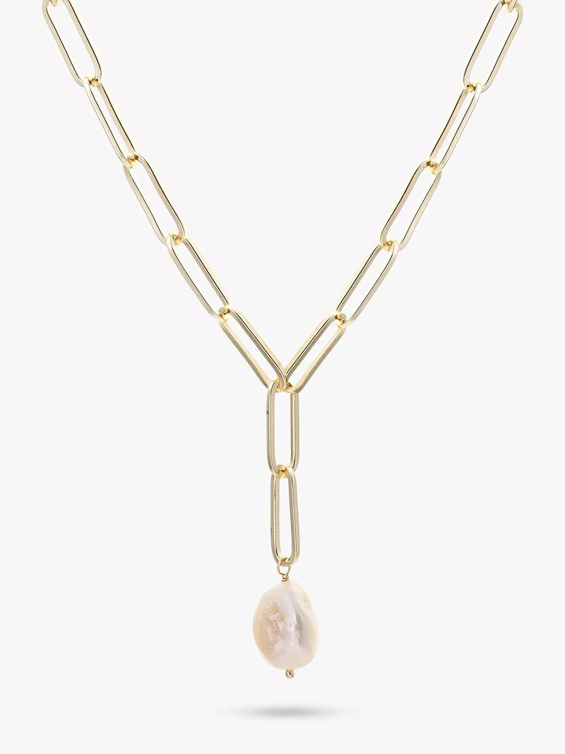 Tutti baroque pearl chain necklace gold, imported from the UK