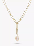 Tutti baroque pearl chain necklace gold, imported from the UK