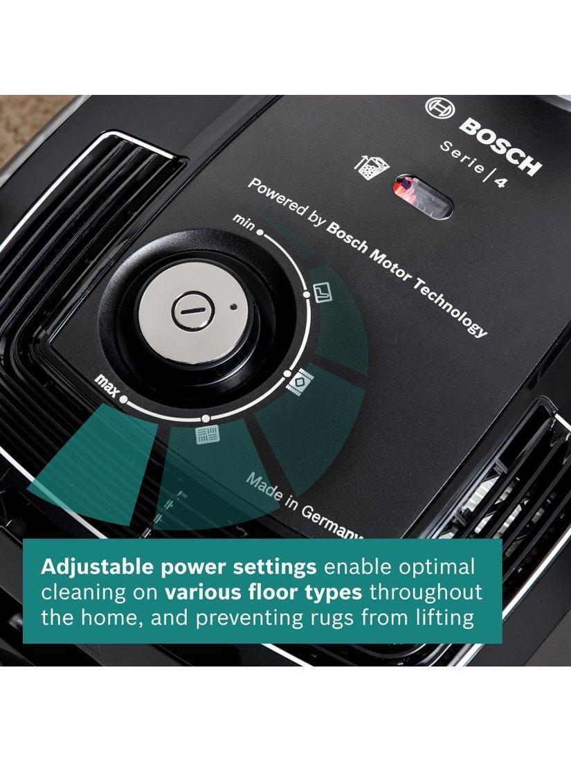 Bosch Series 4 ProEco bagged cylinder vacuum cleaner in black - British product