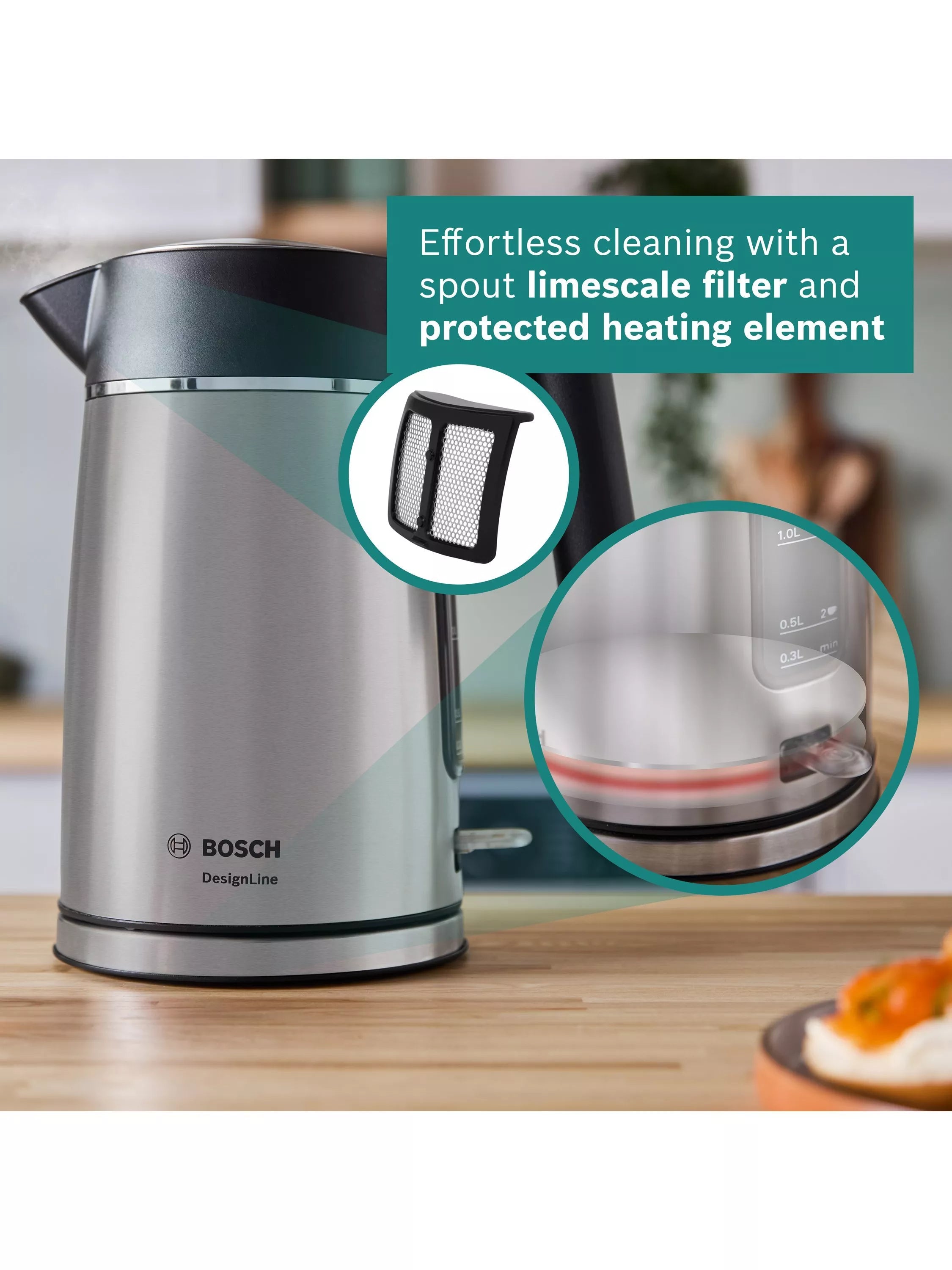 Bosch DesignLine Ergo cordless kettle 1.7L, UK version