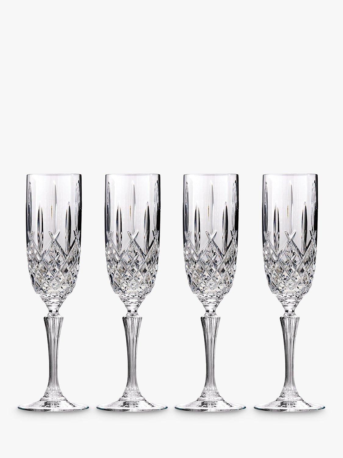 Set of 4 Crystal Champagne Flutes 266ml Clear
