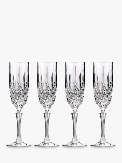 Set of 4 Crystal Champagne Flutes 266ml Clear