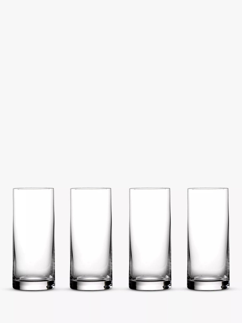Set of 4 clear Waterford Crystal highball glasses, 440ml capacity (British brand)