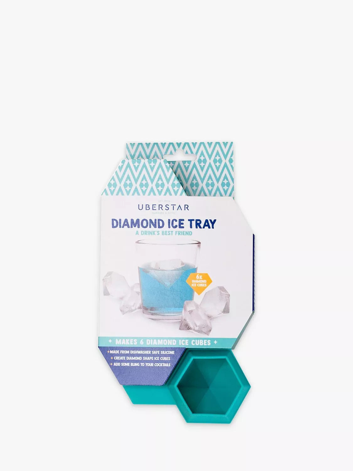 Uberstar silicone diamond ice tray 6 cube, imported from the UK
