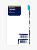 Filofax A-Z index dividers with two letters per tab for personal organiser - British product