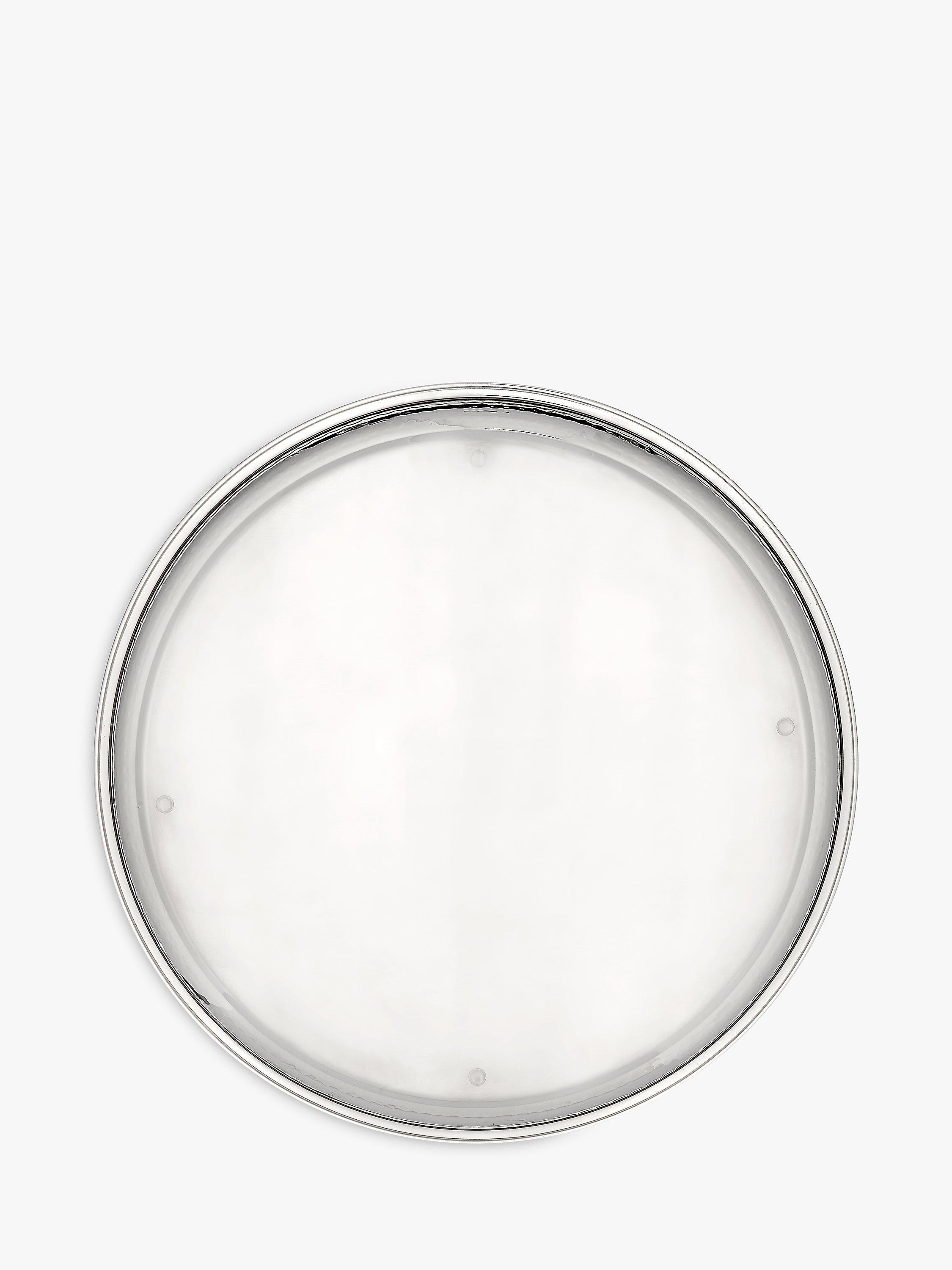 John Lewis hammered stainless steel round silver tray 36cm, UK version
