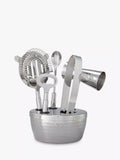John Lewis hammered stainless steel bar tool set 5-piece silver, UK version