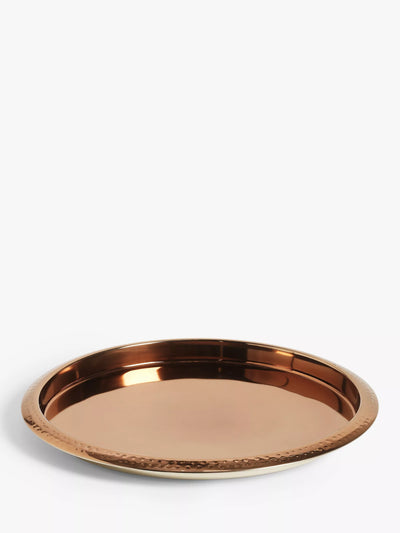 John Lewis Hammered Stainless Steel Serving Tray with Copper Effect- Buy online at McGrocer