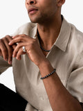 Dower & Hall men's pearl collar necklace black silver 50.8cm - British product