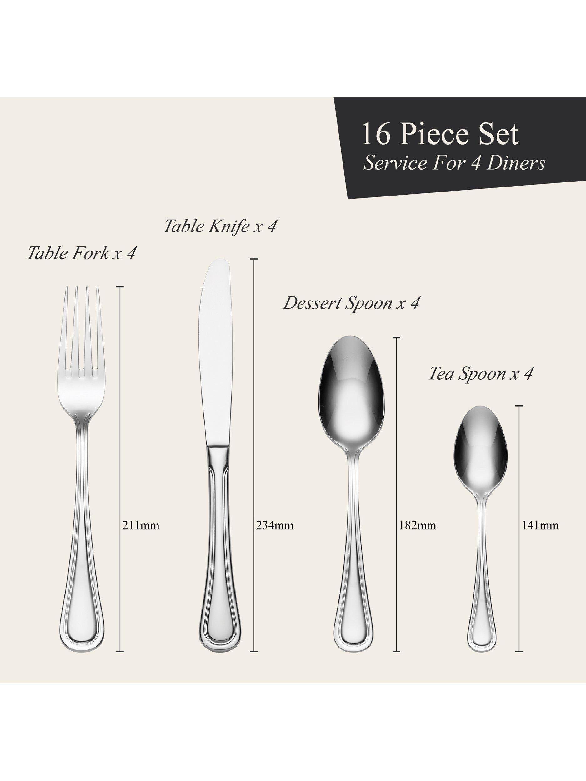 Oneida Barcelona 16-piece cutlery set, imported from the UK
