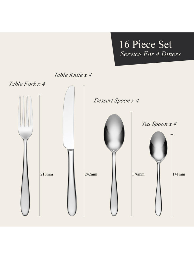 Oneida Mascagni II stainless steel cutlery set 16 piece (British brand)
