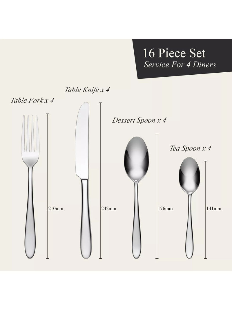 Oneida Mascagni II stainless steel cutlery set 16 piece (British brand)