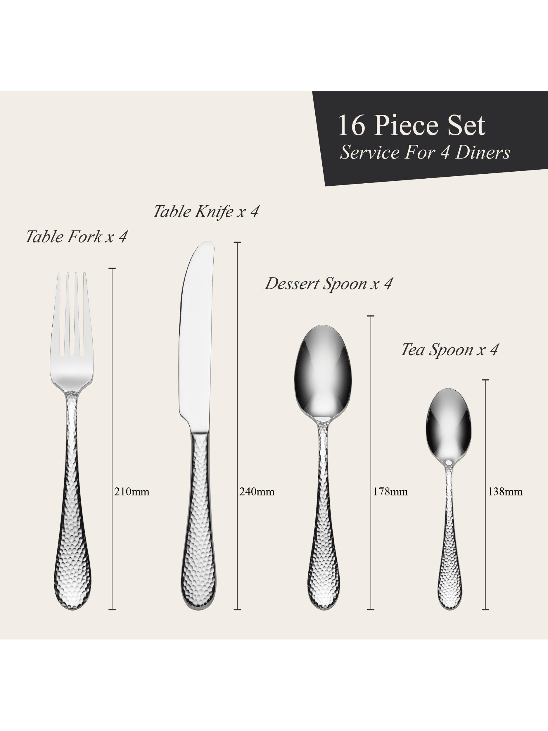 Oneida Tibet cutlery set 16-piece stainless steel, imported from the UK