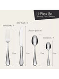 Oneida Tibet cutlery set 16-piece stainless steel, imported from the UK