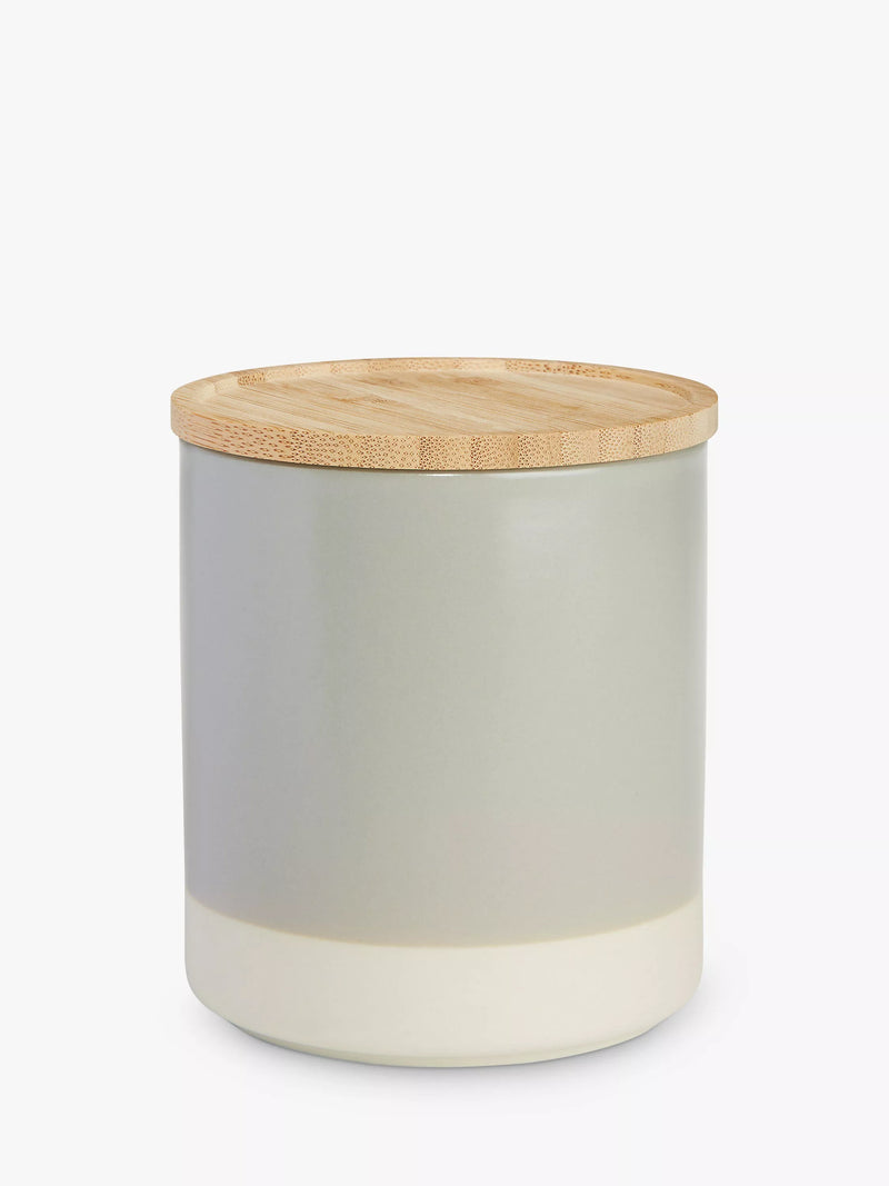 John Lewis Matt Dipped Stoneware Kitchen Storage Jar with Bamboo Lid 550ml
