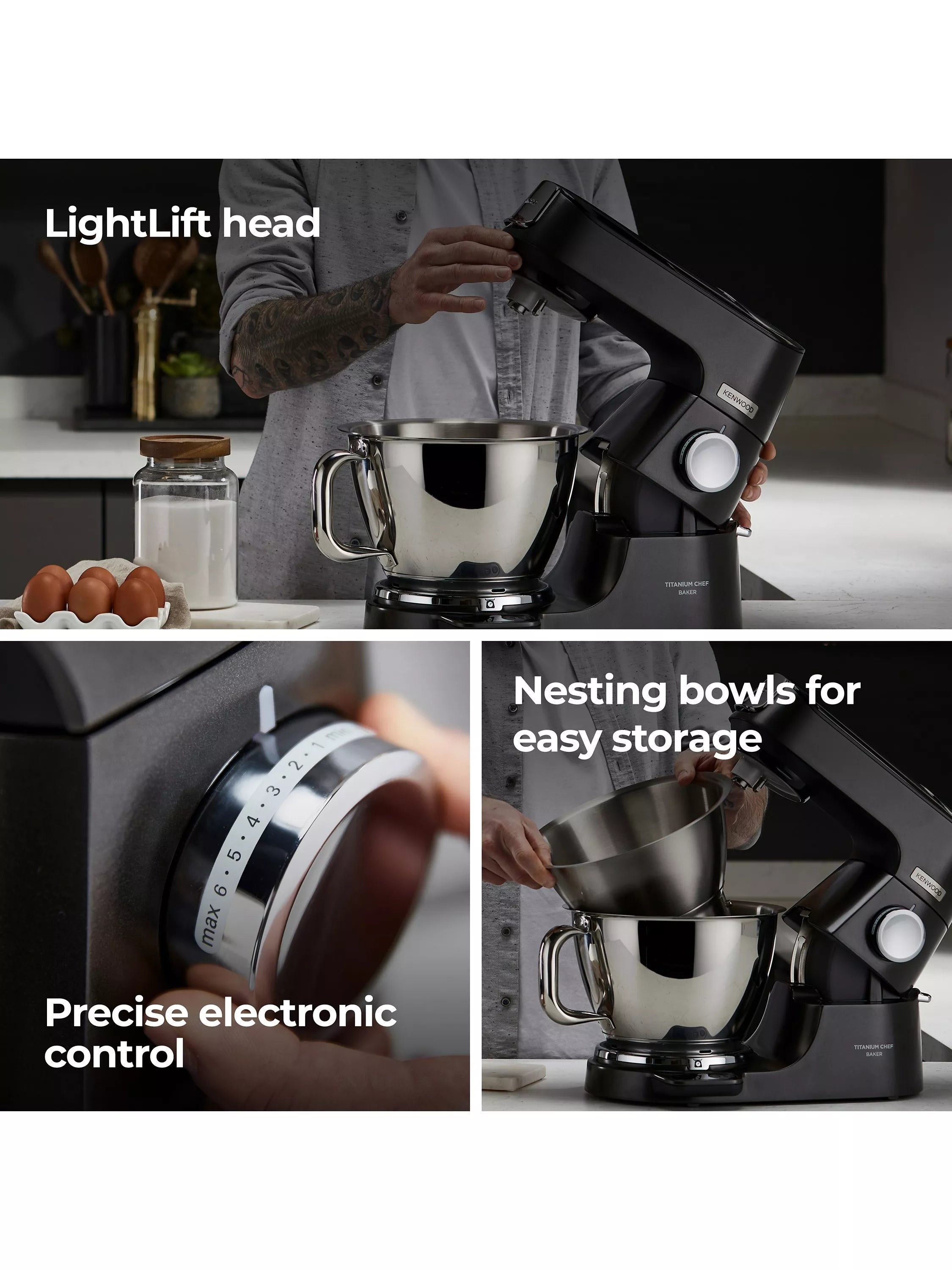 Kenwood Chef Baker stand mixer black, imported from the UK