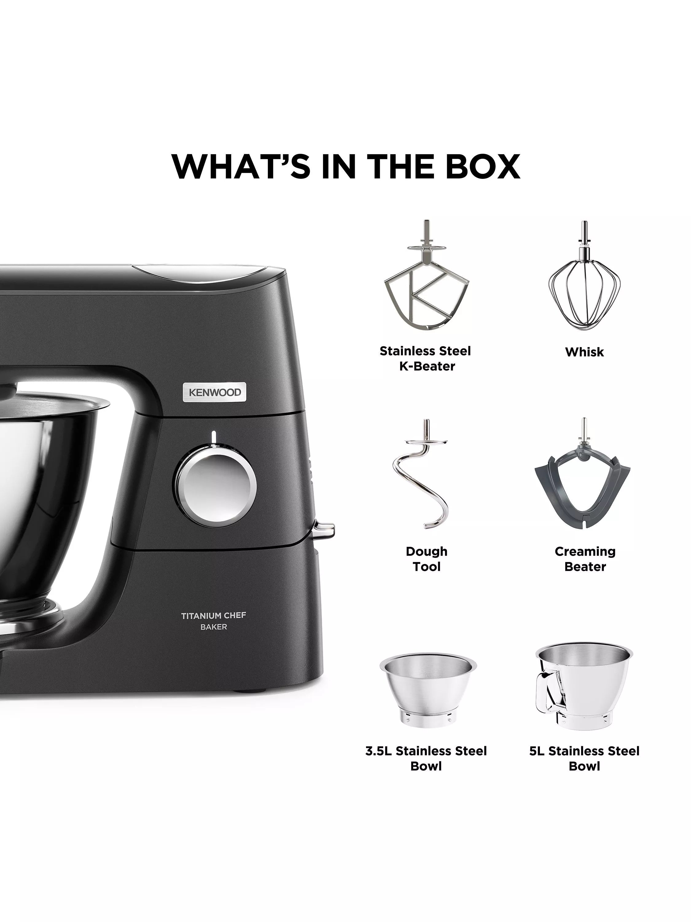 Kenwood Chef Baker stand mixer black, imported from the UK