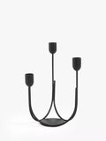 John Lewis plain steel three prong candelabra, imported from the UK