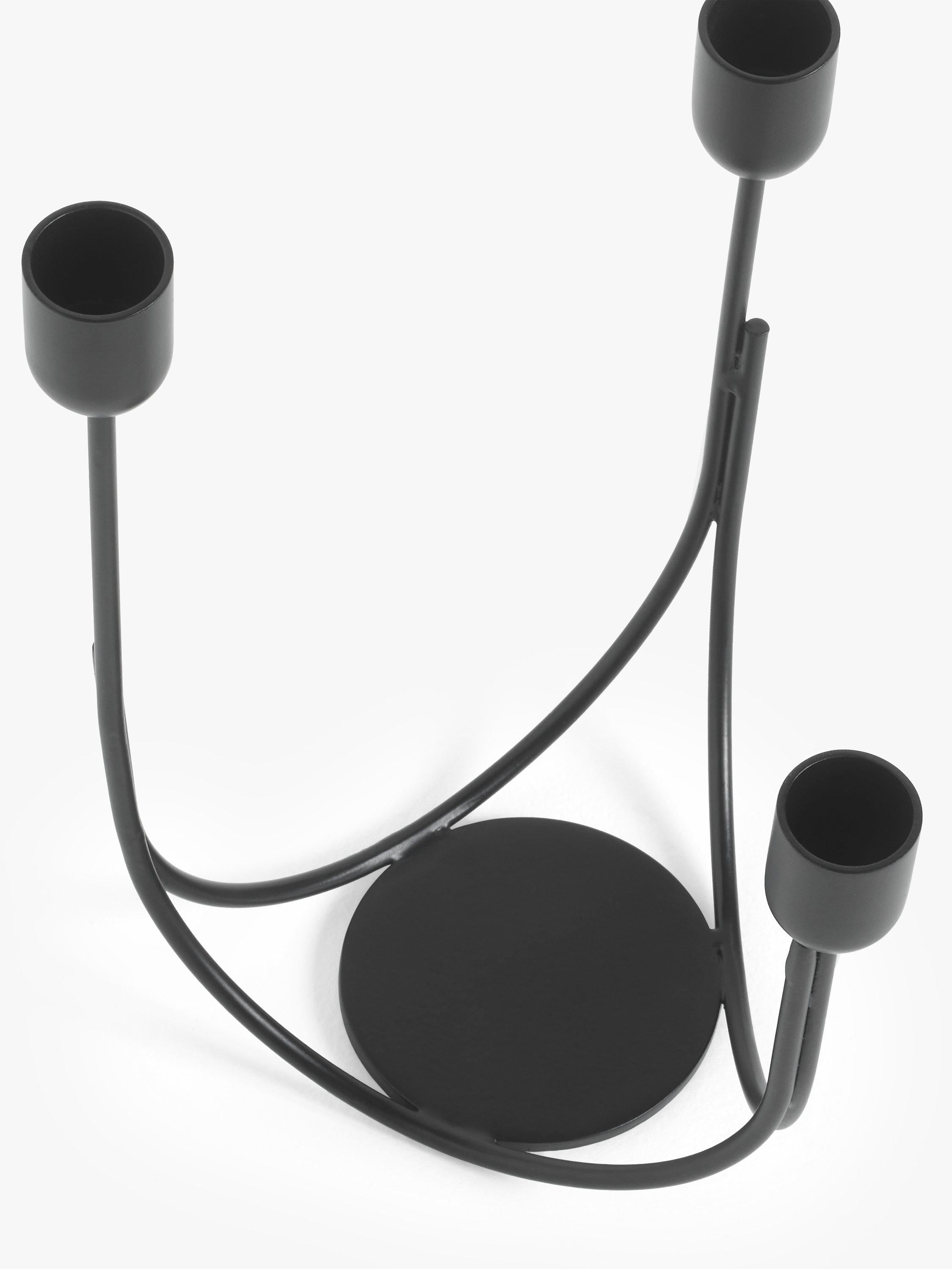 John Lewis plain steel three prong candelabra, imported from the UK
