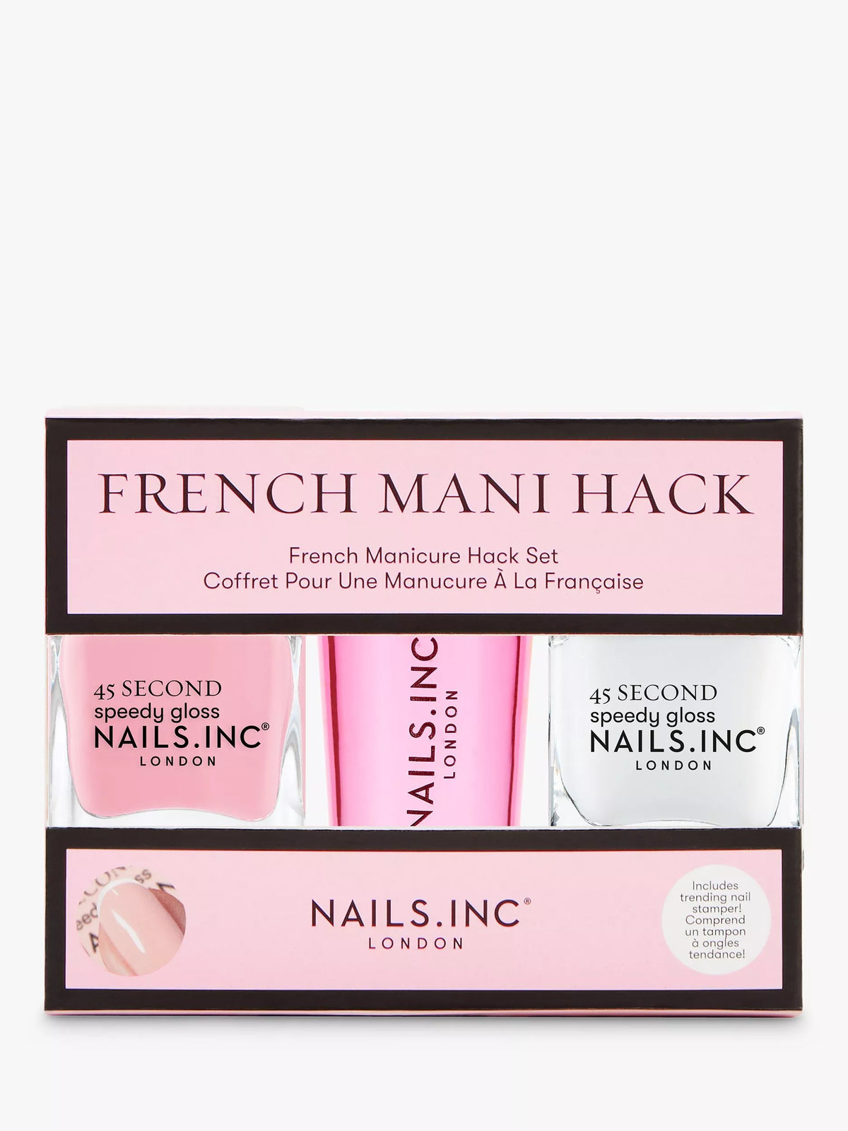 Nails Inc French Mani Hack nail polish set with silicone tool 2 x 14ml, imported from the UK