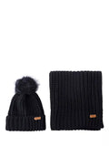 Barbour Saltburn faux fur pom-pom beanie hat and scarf gift set (British brand)