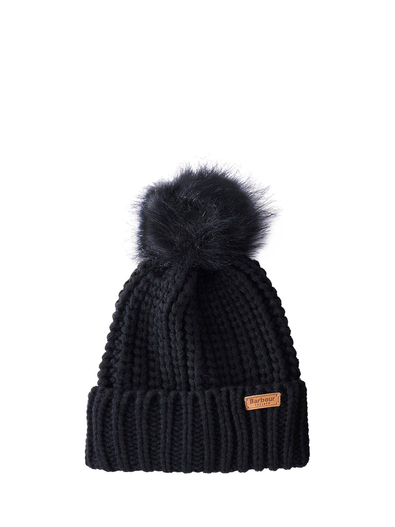 Barbour Saltburn faux fur pom-pom beanie hat and scarf gift set (British brand)