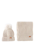 Barbour Saltburn Faux Fur Pom-Pom Beanie Hat & Scarf Gift Set