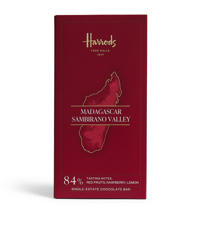 Harrods dark chocolate bar single estate 84% cocoa Sambirano Valley 70g, UK version