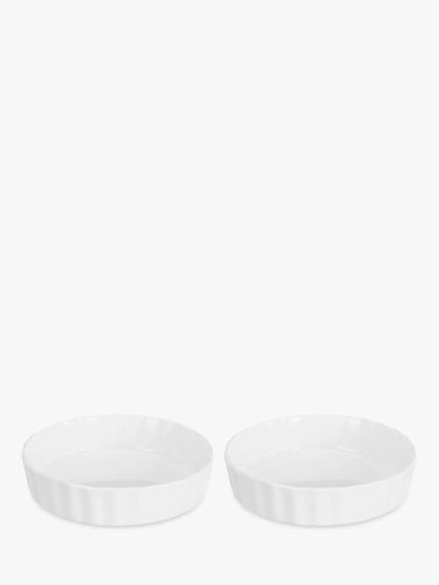 John Lewis John Lewis Porcelain Round Individual Flan Oven Dish, Pack of 2, 12.5cm, White- Buy online at McGrocer