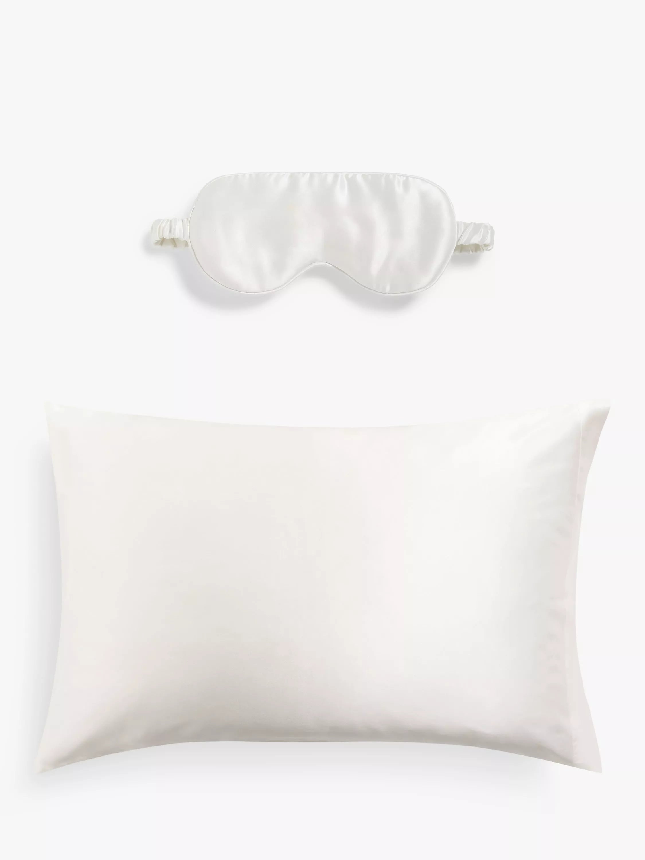 John Lewis organic silk eye mask and pillowcase set white, UK version