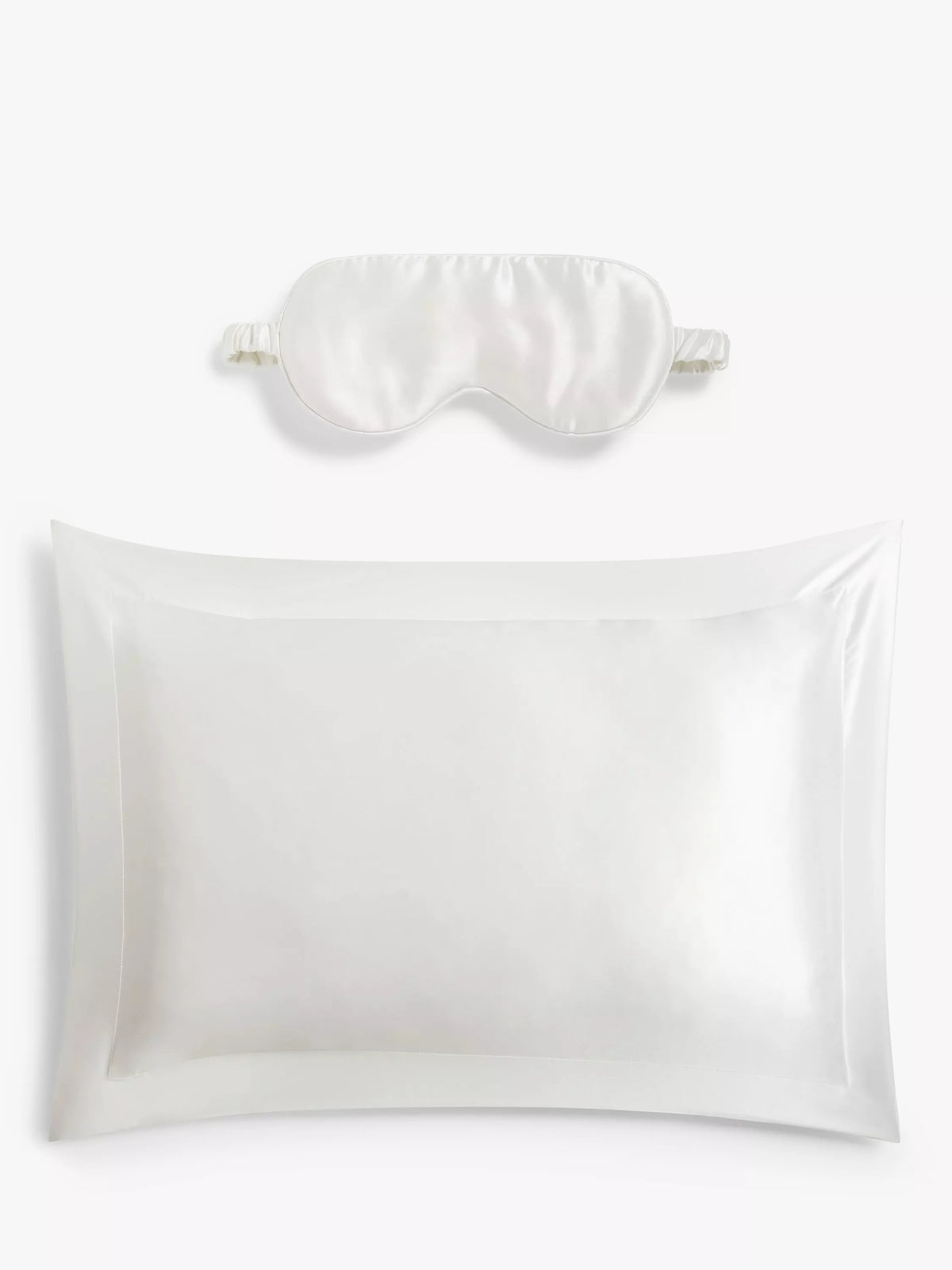 John Lewis organic silk eye mask and pillowcase set white, imported from the UK