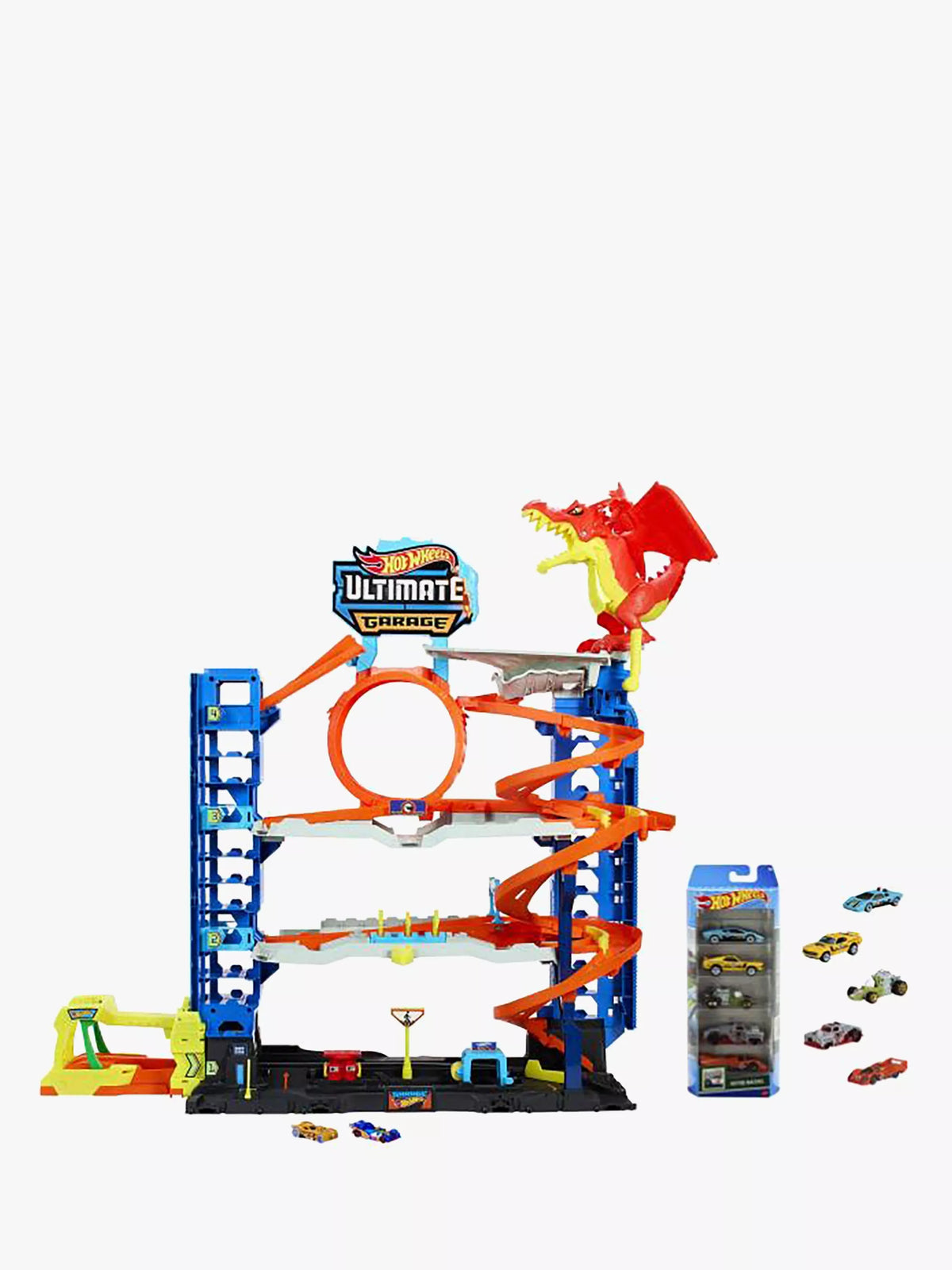 Hot Wheels City Ultimate Garage and 5 car pack (British brand)