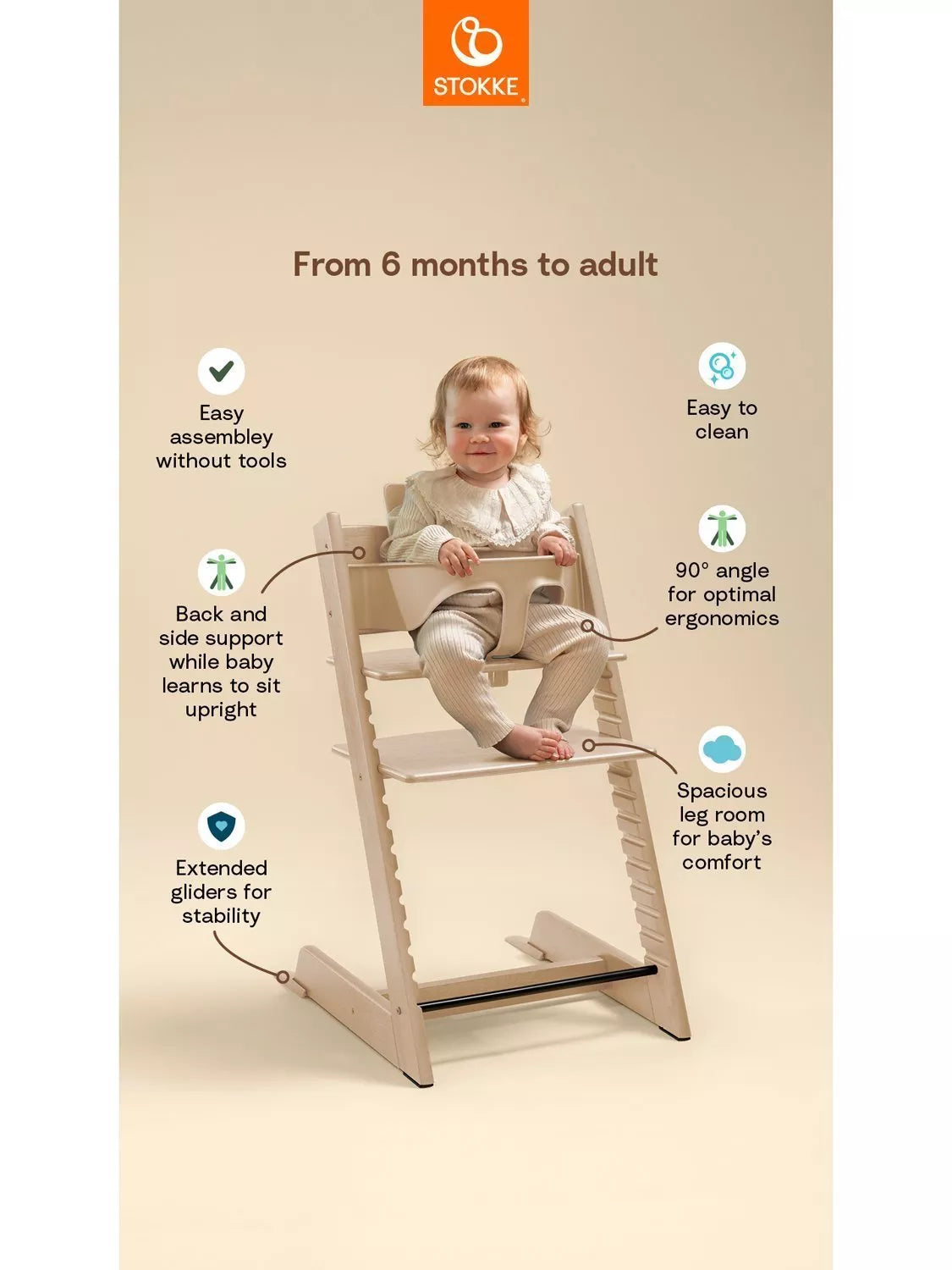 Stokke Tripp Trapp highchair natural bundle, imported from the UK