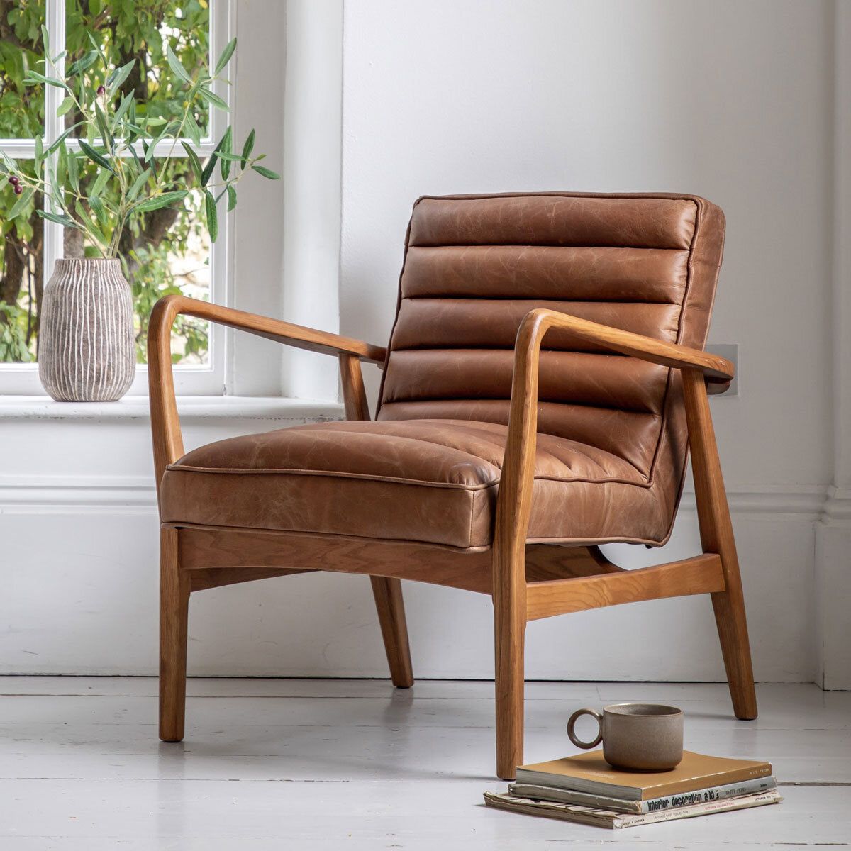 Gallery Newhaven Brown Leather Armchair GOODS Costco UK