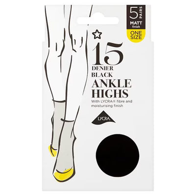 Collants mi-hauts Lycra Superdrug 15 Deniers Noir 5 paires - Acheter en ligne chez McGrocer